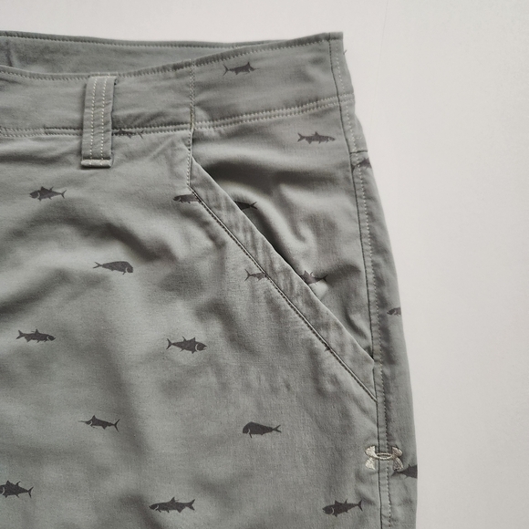 UNDER ARMOUR Gray Loose Men's Flat Front Shorts Size 36 with Pockets Length 20" - Picture 4 of 12